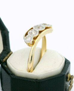 Antique 18ct Gold and Platinum Five-Stone Diamond Ring