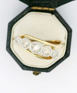 Antique 18ct Gold and Platinum Five-Stone Diamond Ring