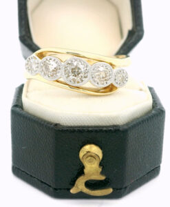 Antique 18ct Gold and Platinum Five-Stone Diamond Ring