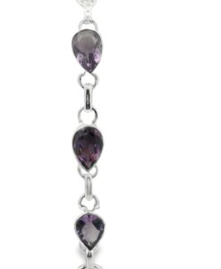 Sterling Silver Pear Cut Amethyst Bracelet