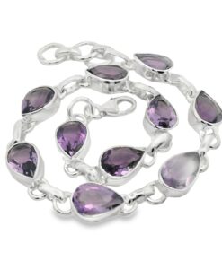 Sterling Silver Pear Cut Amethyst Bracelet