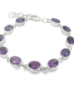Sterling Silver Oval Amethyst Bracelet