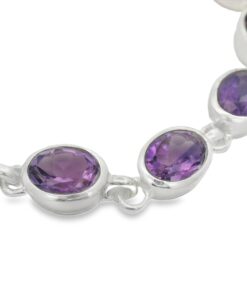 Sterling Silver Oval Amethyst Bracelet