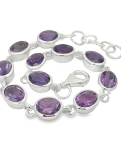 Sterling Silver Oval Amethyst Bracelet