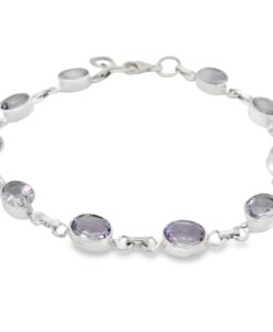 Sterling Silver Oval Amethyst Bracelet