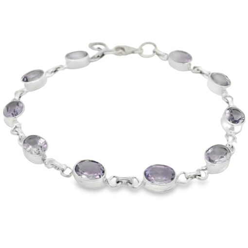 Sterling Silver Oval Amethyst Bracelet
