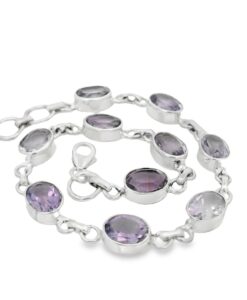 Sterling Silver Oval Amethyst Bracelet