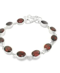 Silver Oval Garnet Bracelet
