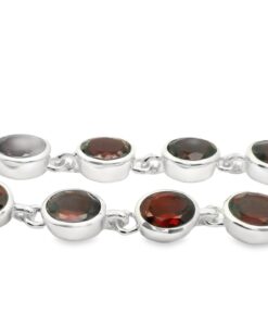 Sterling Silver Oval Garnet Bracelet