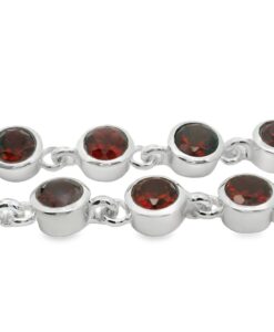 Sterling Silver Round Garnet Bracelet
