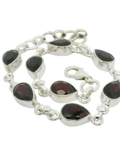 Sterling Silver Marquise Garnet Bracelet