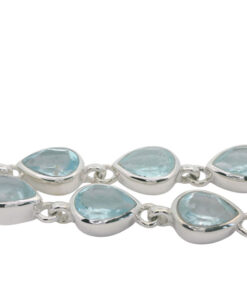 Sterling Silver Pear Cut Blue Topaz Bracelet