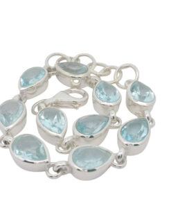 Sterling Silver Pear Cut Blue Topaz Bracelet