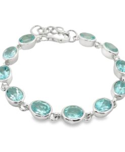 Sterling Silver Oval Blue Topaz Bracelet