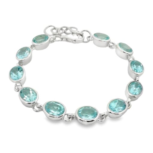 Sterling Silver Oval Blue Topaz Bracelet