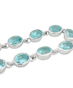 Sterling Silver Oval Blue Topaz Bracelet