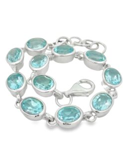Sterling Silver Oval Blue Topaz Bracelet