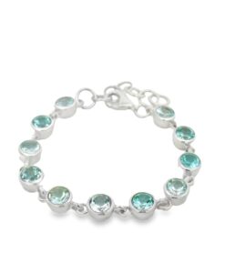 Sterling Silver Round Blue Topaz Bracelet