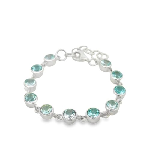 Sterling Silver Round Blue Topaz Bracelet
