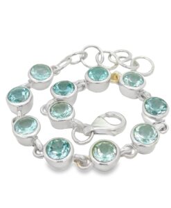Sterling Silver Round Blue Topaz Bracelet