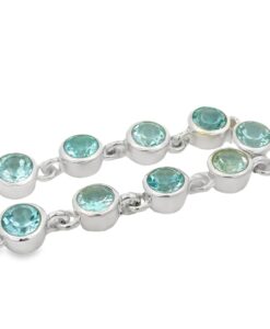 Sterling Silver Round Blue Topaz Bracelet
