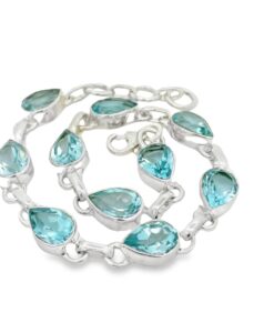 Sterling Silver Pear Cut Blue Topaz Bracelet