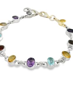 Sterling Silver Multi Gem Gemstone Bracelet