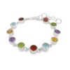 Sterling Silver Round Multi Gemstone Bracelet