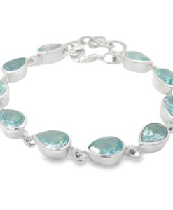 Sterling Silver Pear Cut Blue Topaz Bracelet