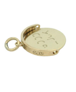 Vintage 9ct Gold GOOD LUCK Spinner Pendant by Georg Jensen 1958