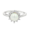 Sterling Silver Diamond and Pearl Ring