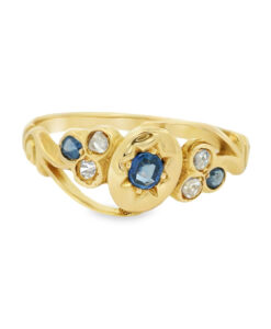 Antique 18ct Gold Diamond and Sapphire Ring dated 1903