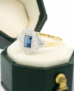 18ct gold diamond and sapphire Art Deco cluster Ring