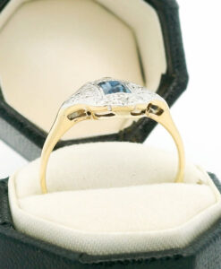 18ct gold diamond and sapphire Art Deco cluster Ring