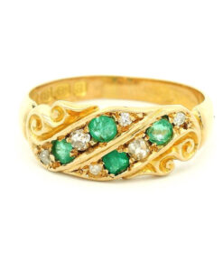 Antique 18ct Gold Diamond and Emerald Ring