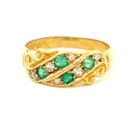 Antique 18ct Gold Diamond and Emerald Ring