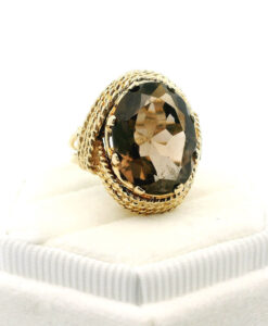 Vintage 9ct Gold Smoky Quartz Cocktail Ring