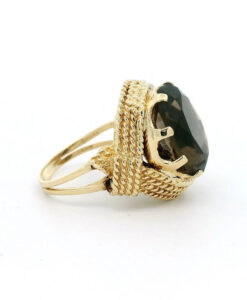 Vintage 9ct Gold Smoky Quartz Cocktail Ring