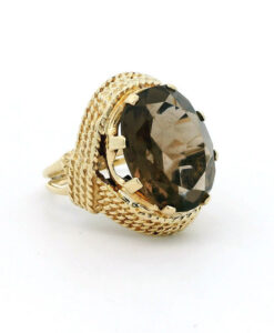 Vintage 9ct Gold Smoky Quartz Cocktail Ring