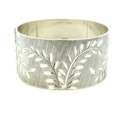 Vintage Silver Leaf Cuff Bangle dated 1976