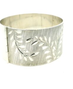 Vintage Silver Leaf Cuff Bangle dated 1976