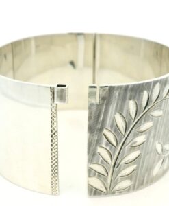 Vintage Silver Leaf Cuff Bangle dated 1976