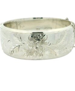 Wide Sterling Silver Engraved Bangle Dated 1967