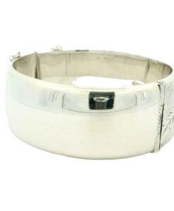 Wide Sterling Silver Engraved Bangle