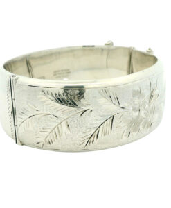 Wide Sterling Silver Engraved Bangle