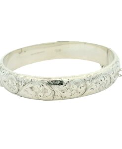 Vintage Sterling Silver Engraved Bangle
