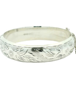 Vintage Sterling Silver Engraved Bangle