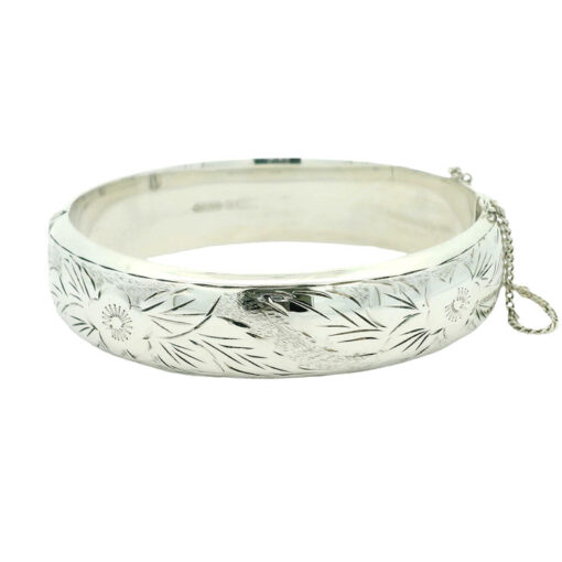 Vintage Sterling Silver Engraved Bangle
