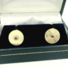 Elegant 9ct Gold Ruby Target Cufflinks dated 1986