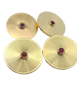 Elegant 9ct Gold Ruby Target Cufflinks dated 1986